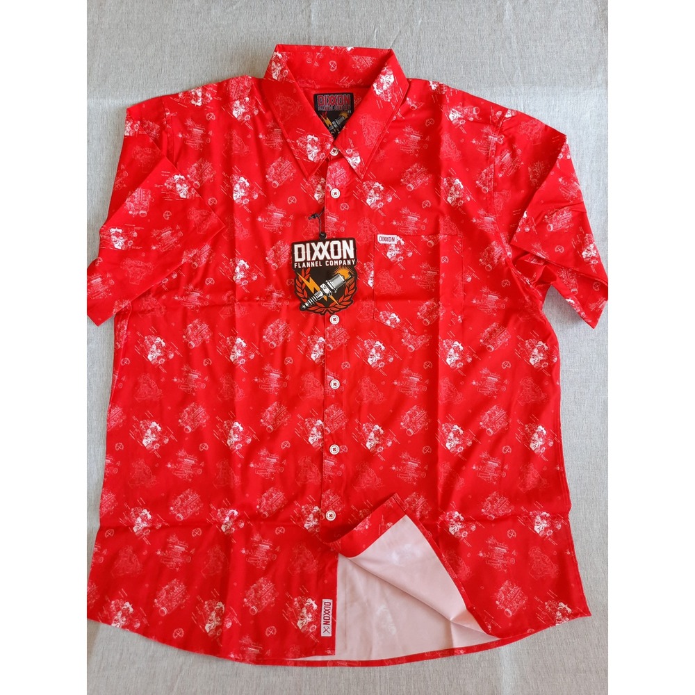 Dixxons The 350 Mens Polo 2X Party Shirt All Over Chevy 350 Print Red Poly
